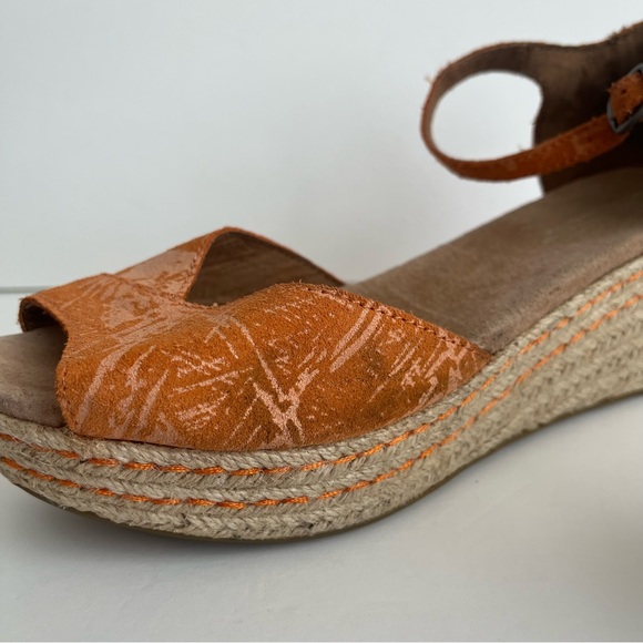 Toms Platform Espadrille Wedge Sandals Open Toe -Orange Sz 9 - Picture 3 of 7